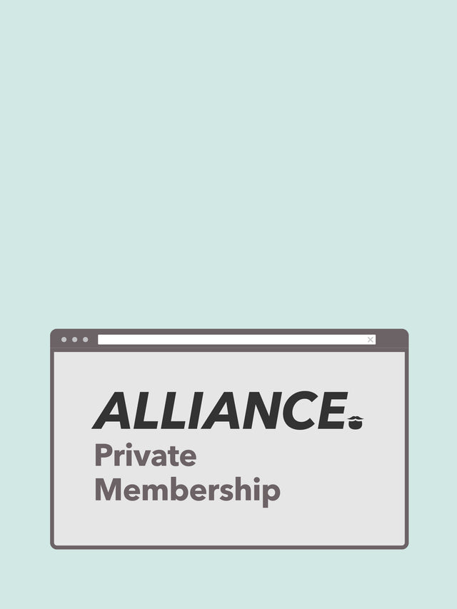 The Alliance Private Membership graphic against a striking blue background.