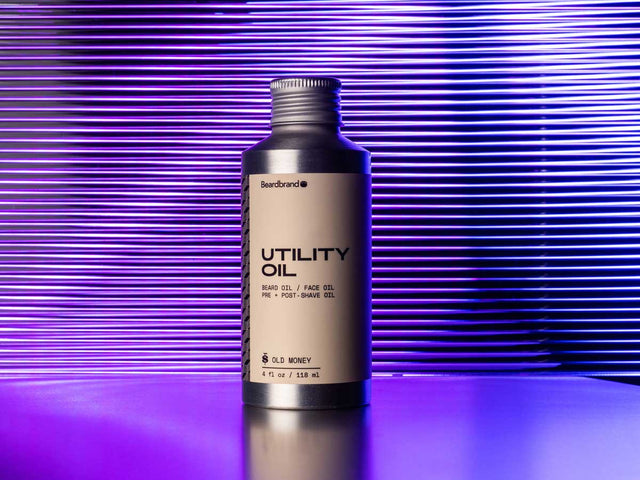 Utility Oil against purple background